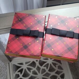 Red Plaid Gift Boxes with Black Bow